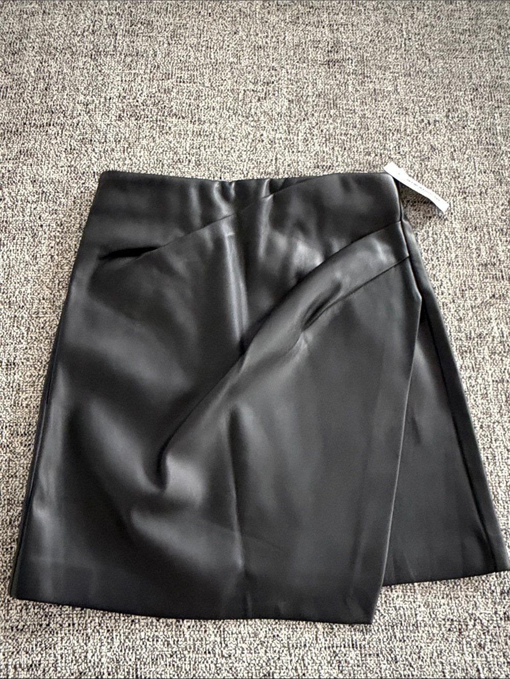 Black Faux Leather Wrap Skirt - Women